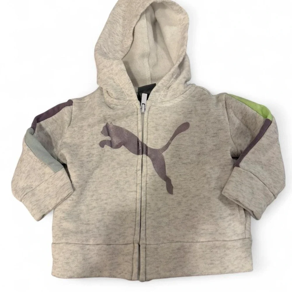 Puma Baby Boys 3-Piece Tracksuit Set Gray Purple Lime Green 0-3M PGF24-11425